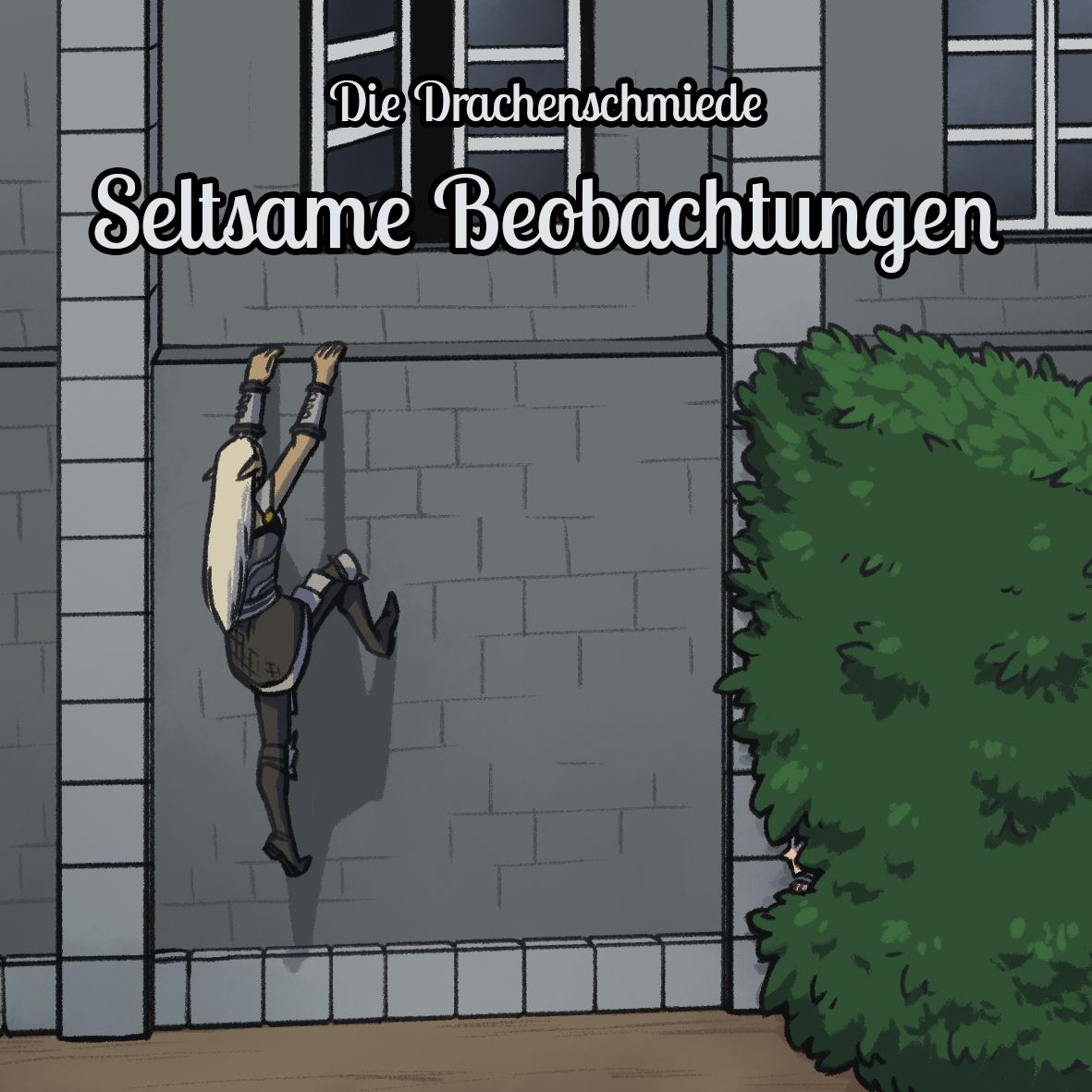 Jemand erklimmt die Burgmauer